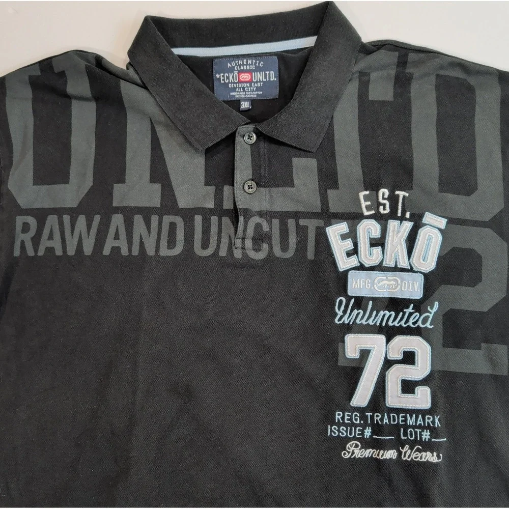 Lot of 3 Ecko Unltd Polo Shirts Mens 3XL Y2K Streetwear Graphic Golf Polos